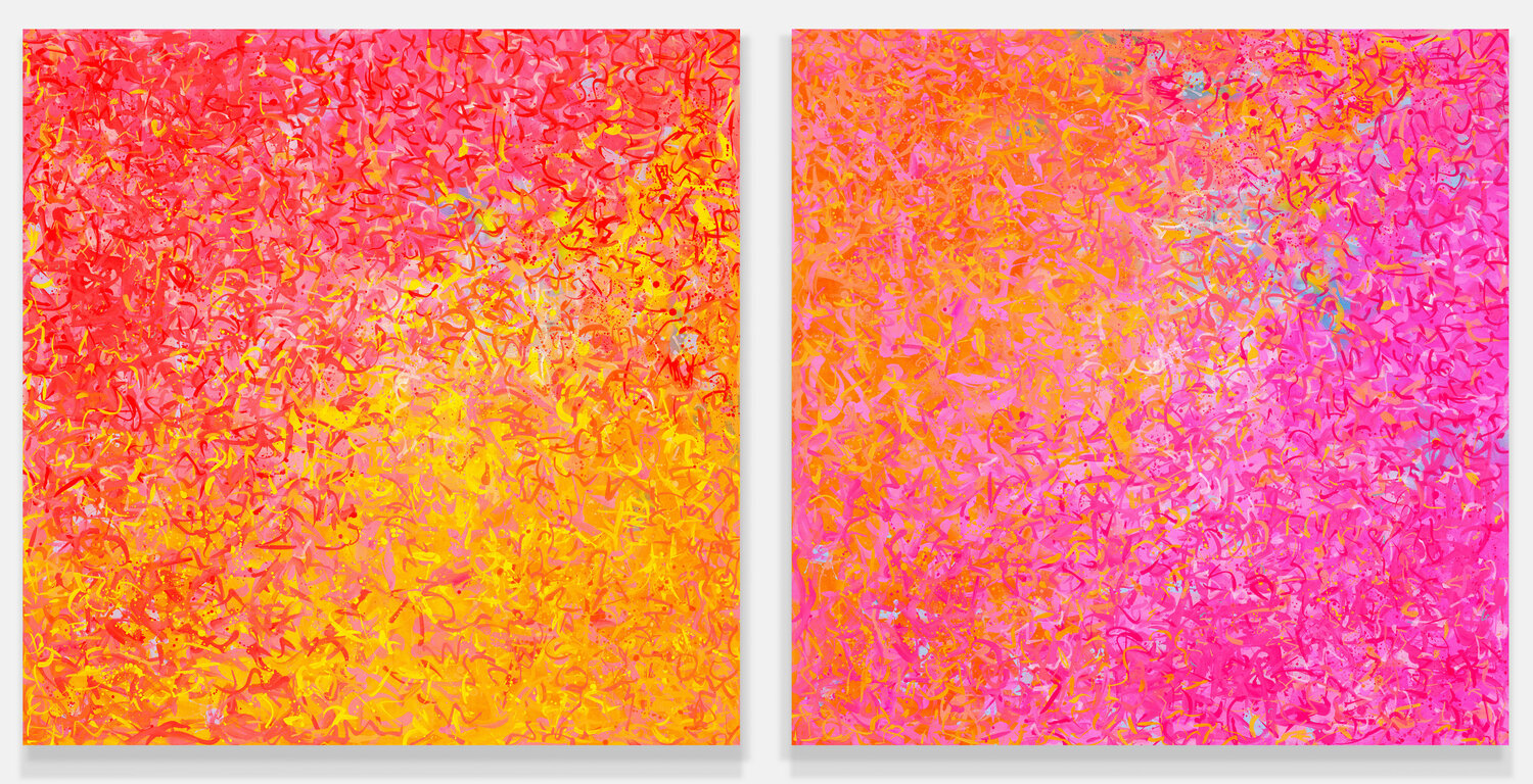 Neon Garden Twins- Limited Edition Print - 101cm squ x2 George Hall Digital zu verkaufen