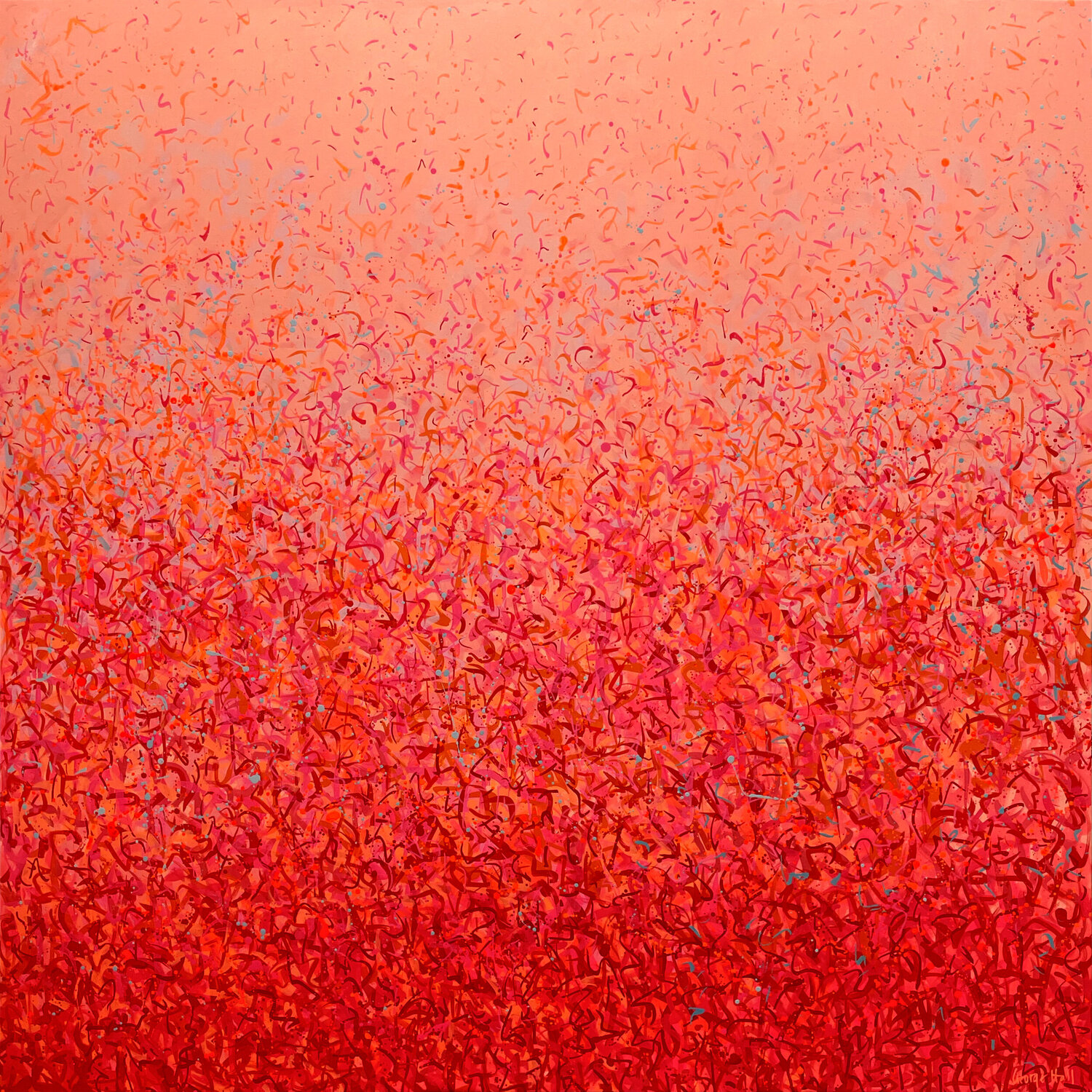 Neon Garden One- 170 x 170cm acrylic on canvas George Hall Dipinto originale in vendita