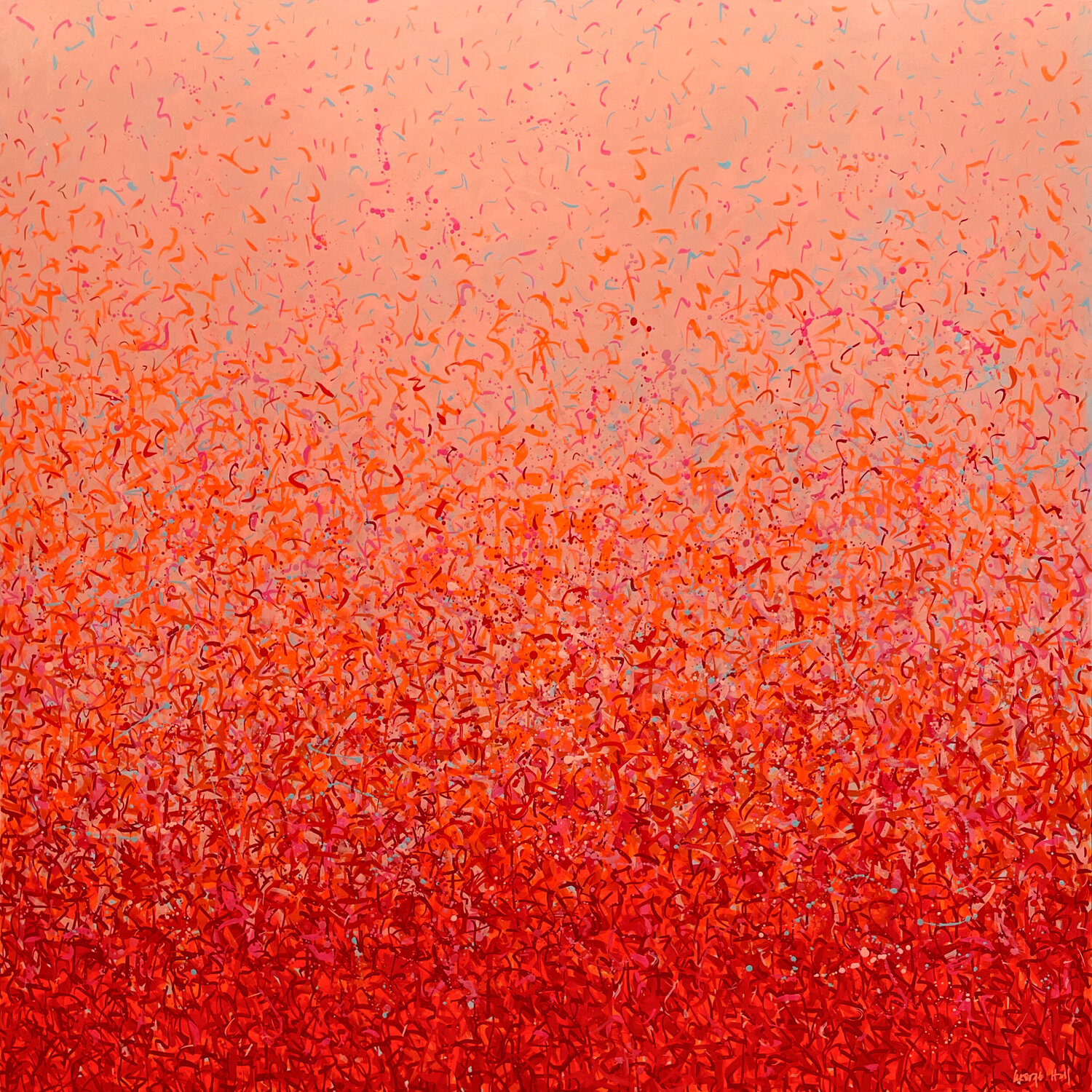 Neon Garden Two- 170 x 170cm acrylic on canvas George Hall Dipinto originale in vendita