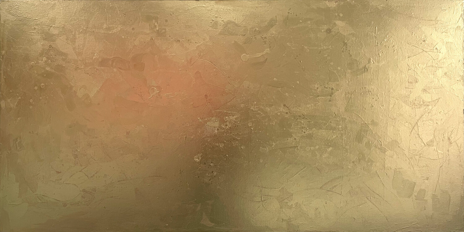 Eternal Wisdom - 152 x 76 cm - metallic gold paint on canvas George Hall Originalgemälde zu verkaufen