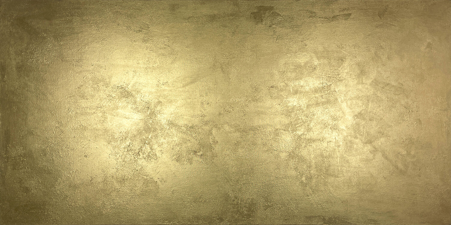 Eternal Wisdom Three- 152 x 76 cm - metallic gold paint on canvas George Hall Originalgemälde zu verkaufen