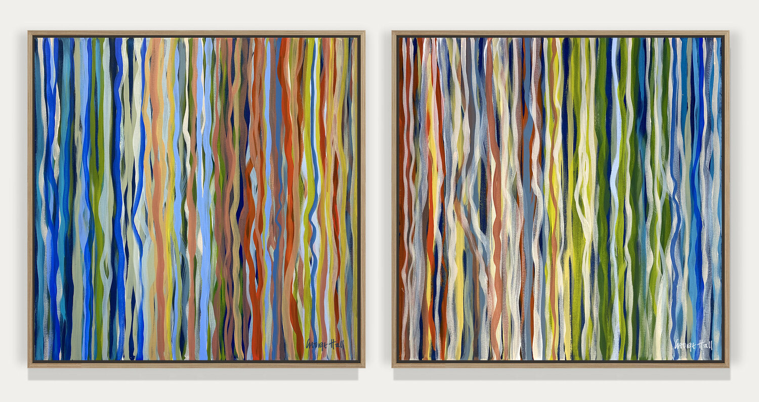The Velvet Forest – Diptych – 80 x 80cm each – Acrylic on canvas George Hall Originalgemälde zu verkaufen