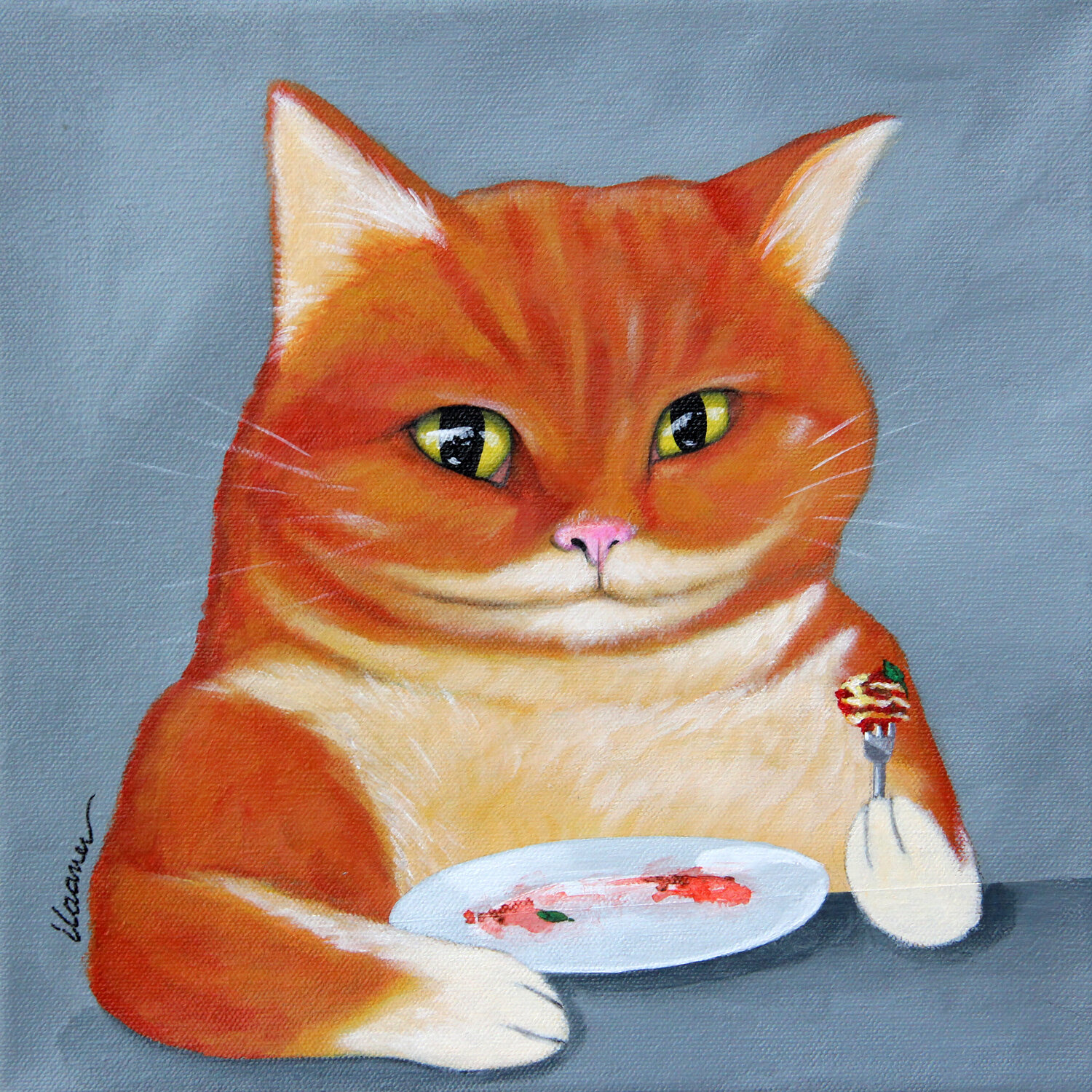 Fat Cat Eating Lasagna Ilaamen Pelshaw