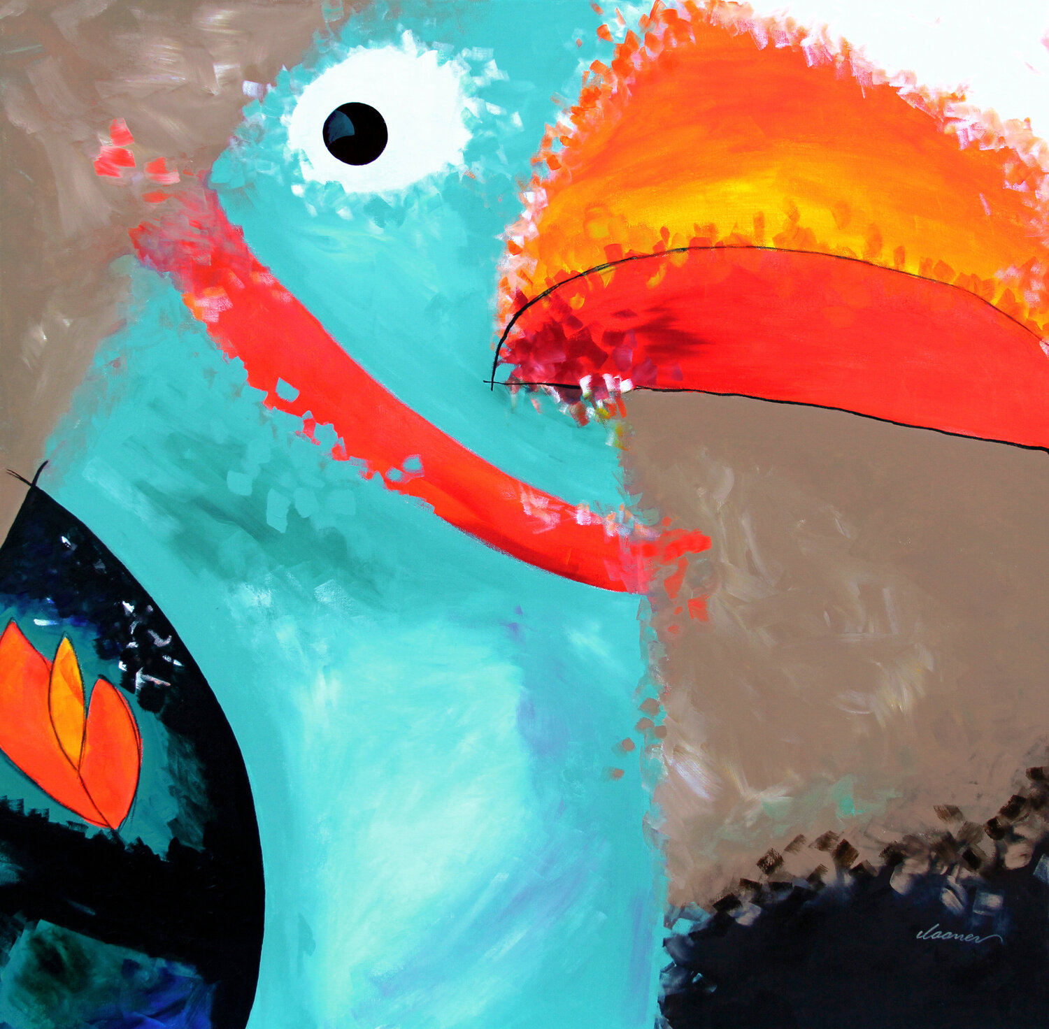 It wasn't me (Humberto the bird) Ilaamen Pelshaw Originalgemälde zu verkaufen