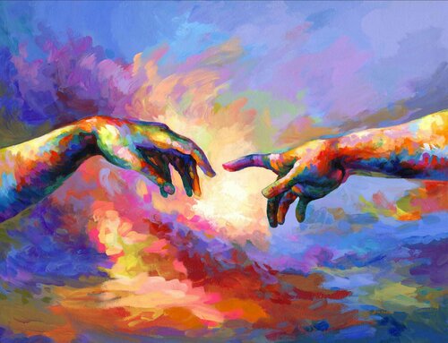 The Creation of Adam di Leon Devenice, Pittura in vendita su Singulart