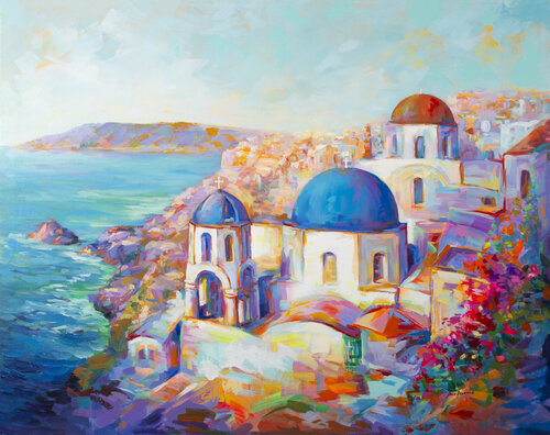 Santorini Painting van Leon Devenice, Schilderij te koop op Singulart