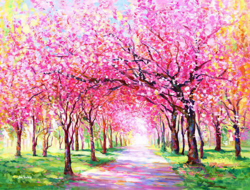 Cherry blossom tree painting van Leon Devenice, Schilderij te koop op Singulart