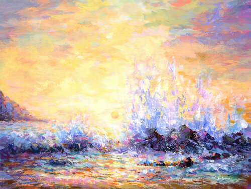 Colorful Seascape Painting van Leon Devenice, Schilderij te koop op Singulart
