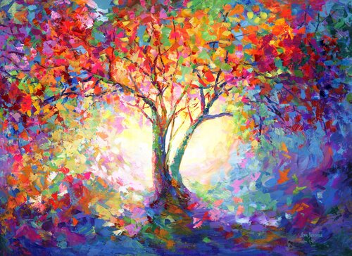 Tree of Life Colorful Painting van Leon Devenice, Schilderij te koop op Singulart