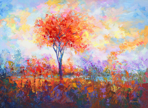 Fall Landscape Painting, Autumn van Leon Devenice, Schilderij te koop op Singulart