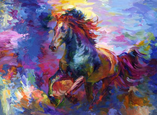 Colorful Abstract Horse de Leon Devenice, Pintura a la venta en Singulart