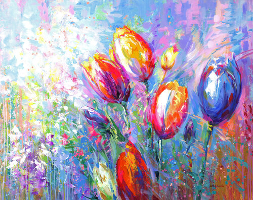 Colorful Tulips von Leon Devenice, Malerei kaufen auf Singulart