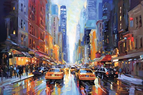 New York City painting di Leon Devenice, Pittura in vendita su Singulart