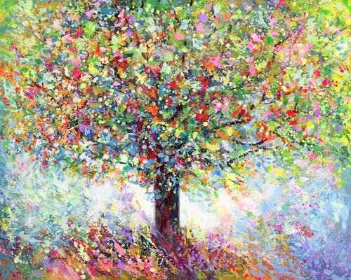 Colorful Tree of Life Abstract di Leon Devenice, Pittura in vendita su Singulart
