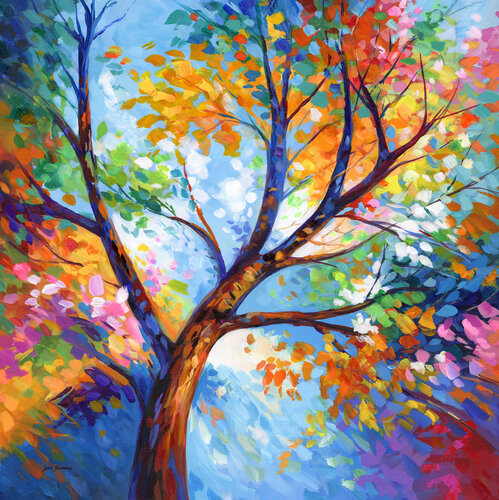 Colorful Tree of Joy di Leon Devenice, Pittura in vendita su Singulart