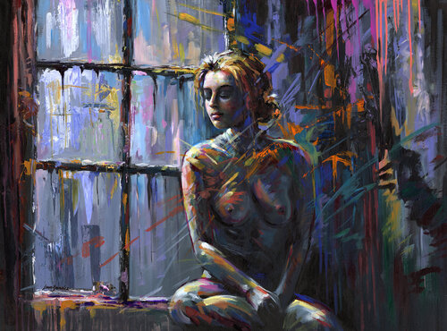 Contemporary nude painting van Leon Devenice, Schilderij te koop op Singulart