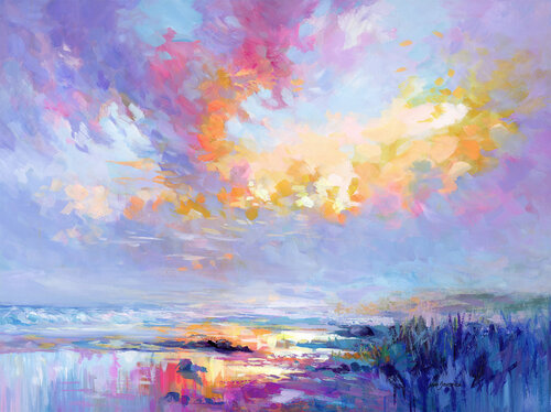Sunset seascape painting di Leon Devenice, Pittura in vendita su Singulart