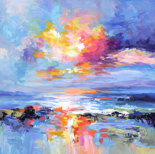 Sunset Over the California Coast di Leon Devenice, Pittura in vendita su Singulart
