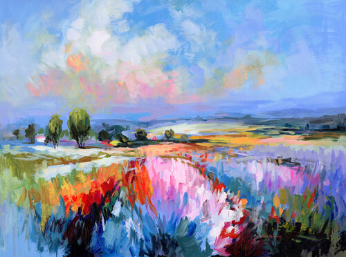 Tuscan Countryside Bloom di Leon Devenice, Pittura in vendita su Singulart