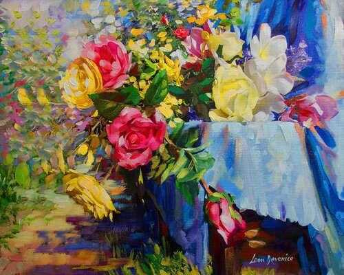Flowers of Grace — oil painting on canvas by Leon Devenice van Leon Devenice, Schilderij te koop op Singulart