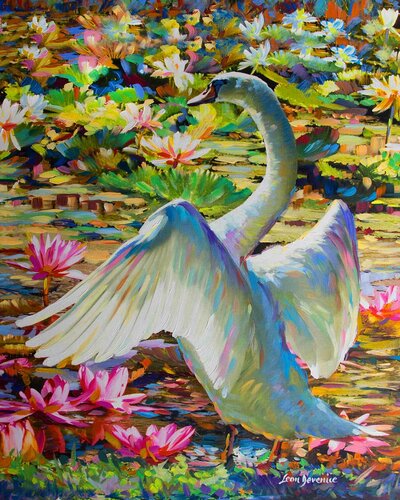 Lily pond queen van Leon Devenice, Schilderij te koop op Singulart