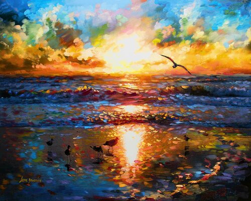 Towards the sea of freedom — oil painting on canvas by Leon Devenice van Leon Devenice, Schilderij te koop op Singulart