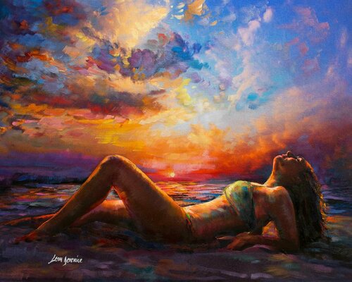 Summer vibes   — oil painting on canvas by Leon Devenice di Leon Devenice, Pittura in vendita su Singulart