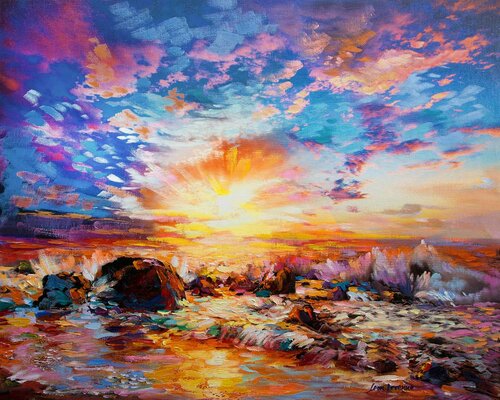 Voices of the ocean  — oil painting on canvas by Leon Devenice van Leon Devenice, Schilderij te koop op Singulart