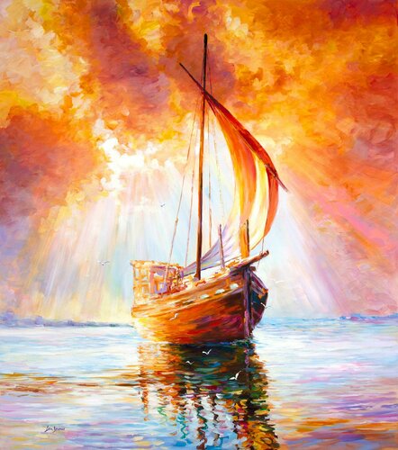 Sailing the Seas of Poetry & Life van Leon Devenice, Schilderij te koop op Singulart