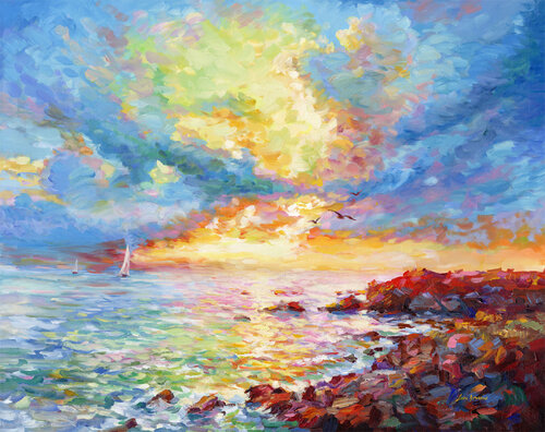 Seascape painting van Leon Devenice, Schilderij te koop op Singulart