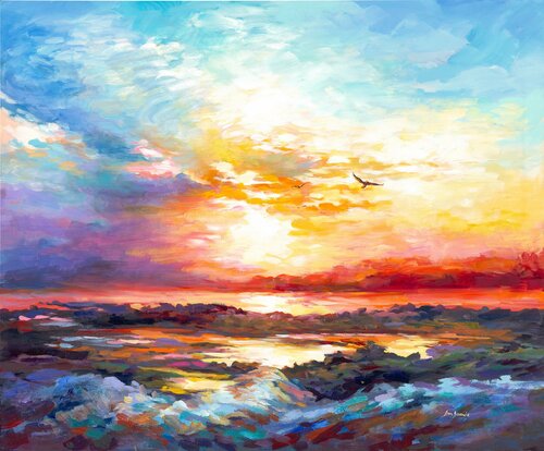 Mediterranean Sunset van Leon Devenice, Schilderij te koop op Singulart