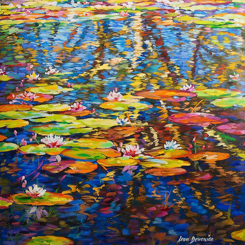 Lily pond van Leon Devenice, Schilderij te koop op Singulart
