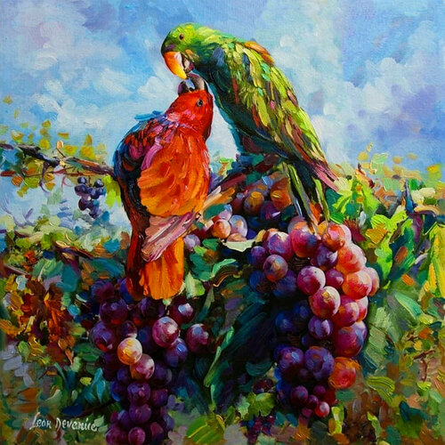 Parrots van Leon Devenice, Schilderij te koop op Singulart