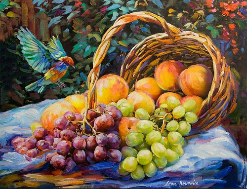 Peaches and Grapes di Leon Devenice, Pittura in vendita su Singulart