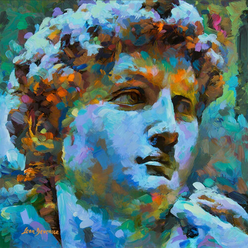 Michelangelo's David di Leon Devenice, Pittura in vendita su Singulart