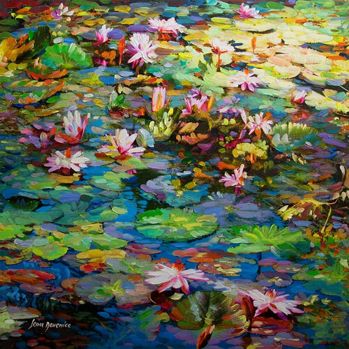 Lily Pond di Leon Devenice, Pittura in vendita su Singulart