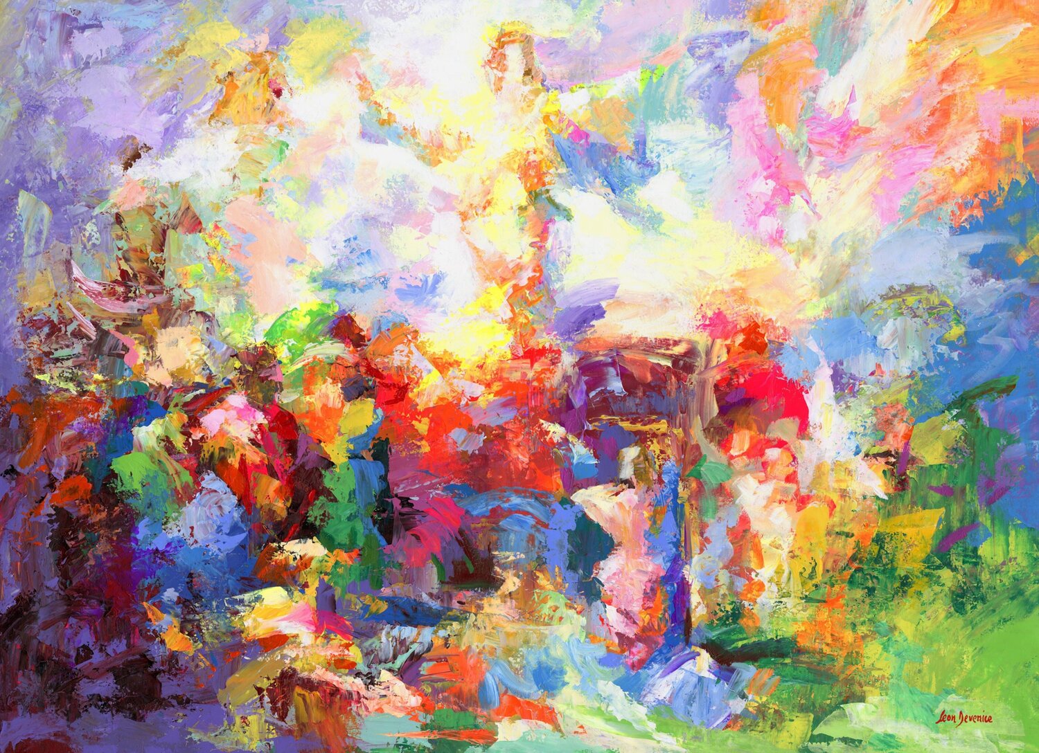 Rising Again II, Jesus Christ Abstract Painting Leon Devenice