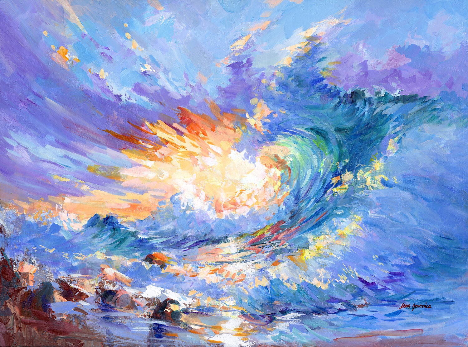 Abstract wave painting Leon Devenice