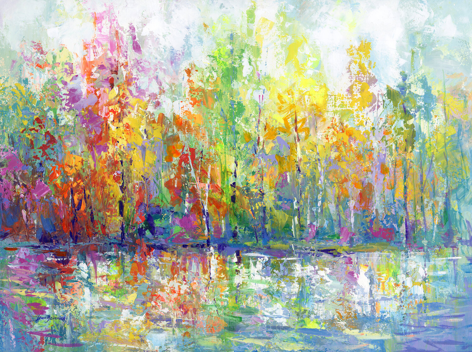 Abstract forest with lake reflections Leon Devenice