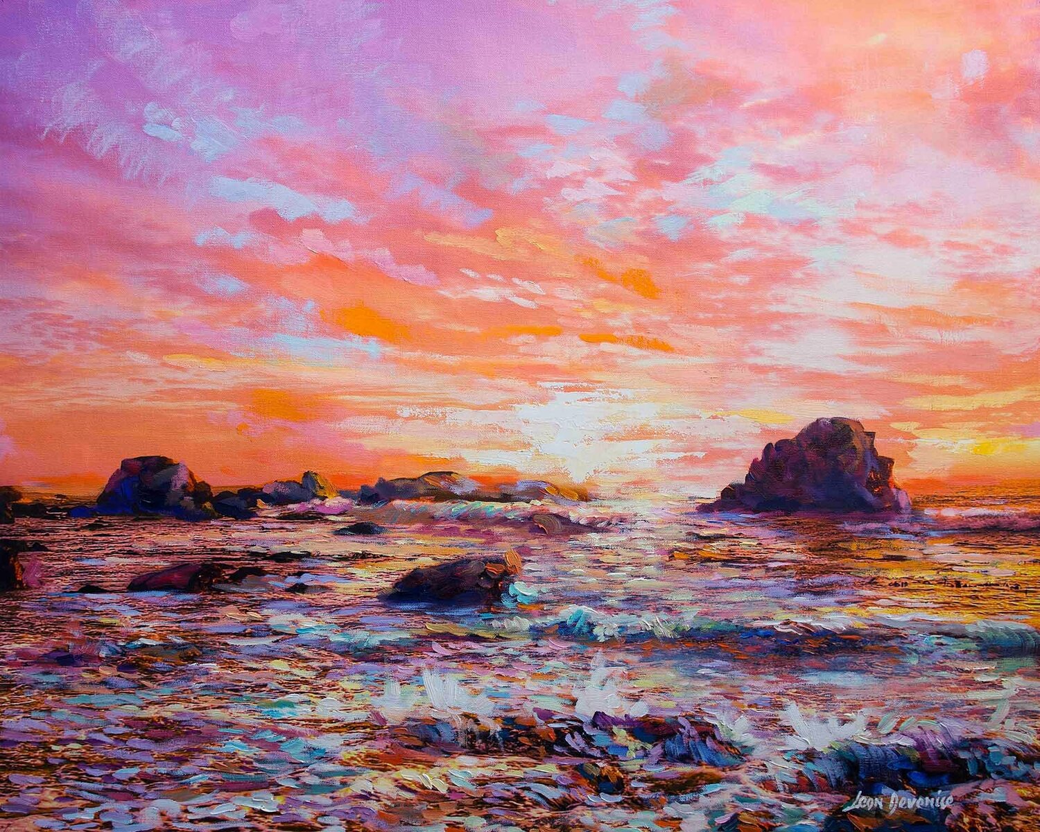 Sunset Memories — oil painting on canvas by Leon Devenice Leon Devenice Originalgemälde zu verkaufen