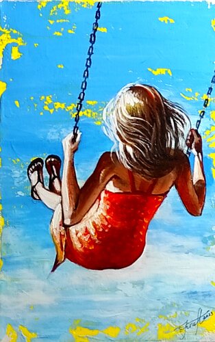 "Over the Clouds!" van Elena Kraft, Schilderij te koop op Singulart