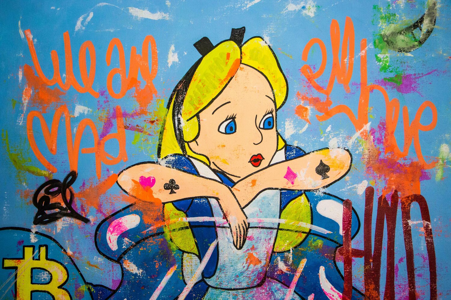 We are all mad here ft. Alice in Wonderland - Carlos Pun - Acrylic,  Graffiti on Canvas