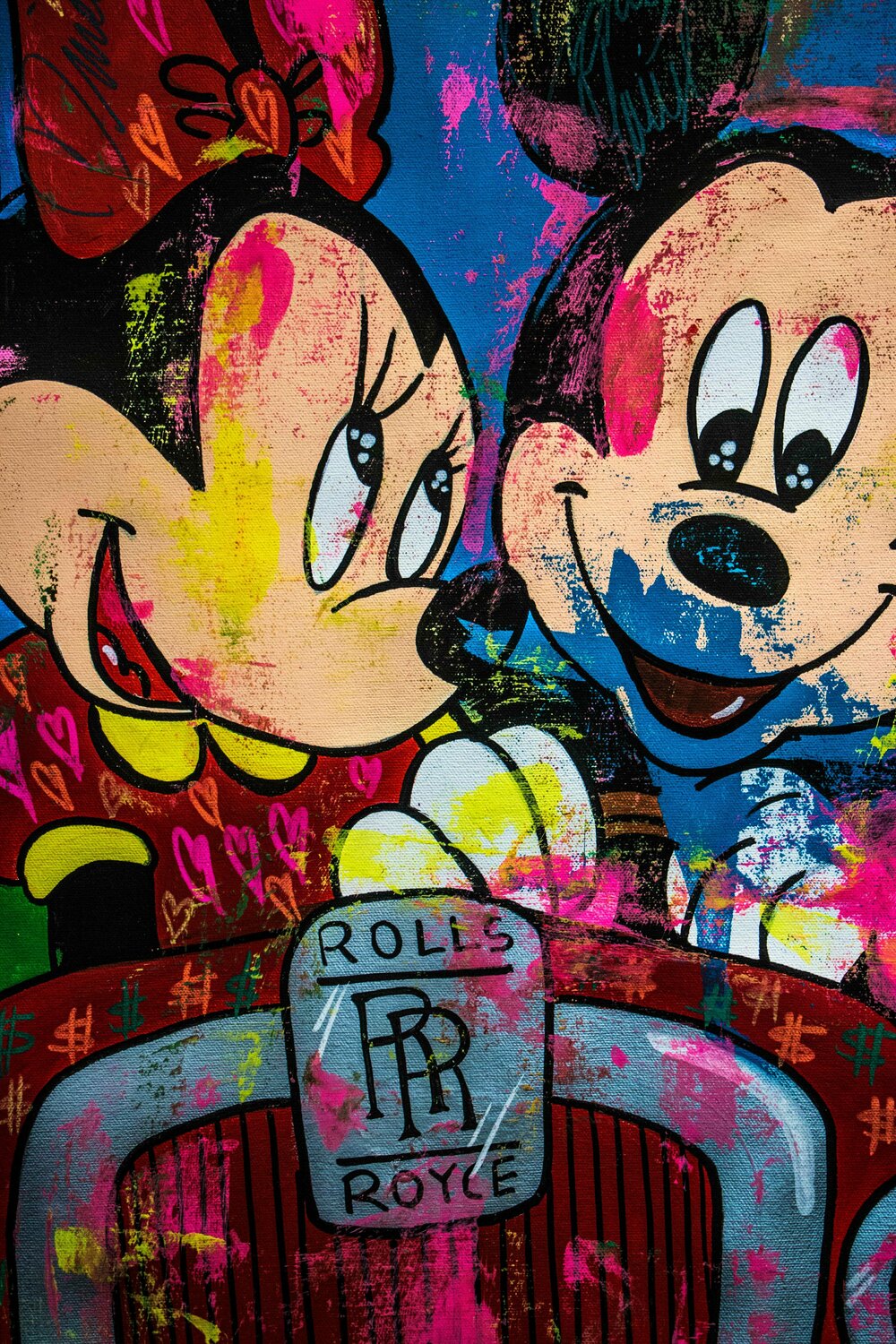 Life is Beautiful ft. Mickey Mouse and Minnie Mouse - Carlos Pun - Acrylic,  Graffiti on Canvas, image size:1000x1500