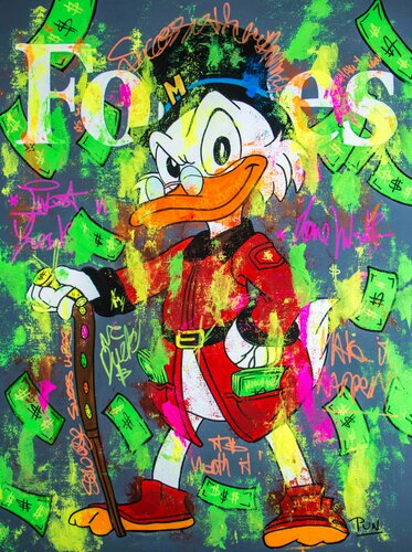 Scrooge McDuck feature in Forbes Magazine di Carlos Pun, Pittura in vendita su Singulart