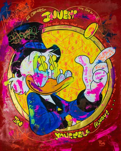 The Best Investment Yourself ft. Scrooge McDuck di Carlos Pun, Pittura in vendita su Singulart