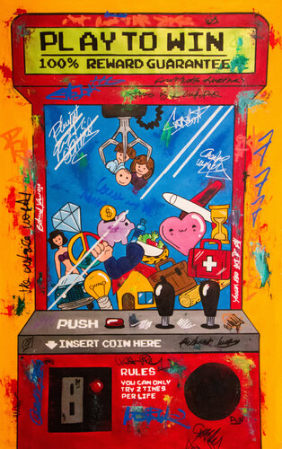 Winning at Life - The Arcade Machine di Carlos Pun, Pittura in vendita su Singulart