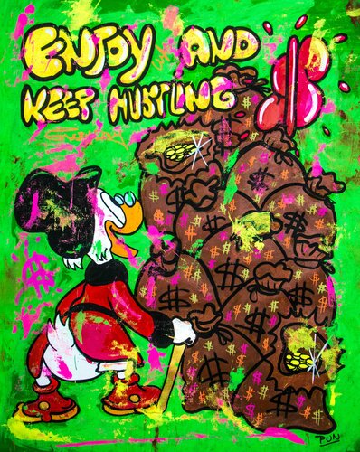 Enjoy and keep hustling ft. Scrooge Mc Duck von Carlos Pun, Malerei kaufen auf Singulart