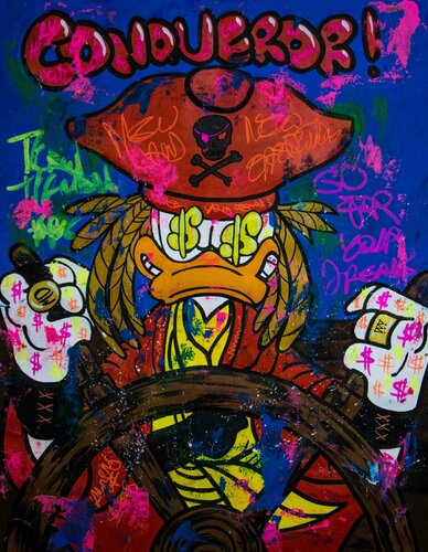 New Land, New Opportunity ft. Conqueror Scrooge Mc Duck di Carlos Pun, Pittura in vendita su Singulart