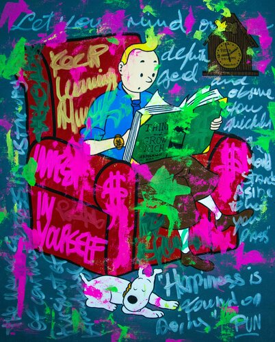 The Secret is in the Book ft. Tin tin di Carlos Pun, Pittura in vendita su Singulart
