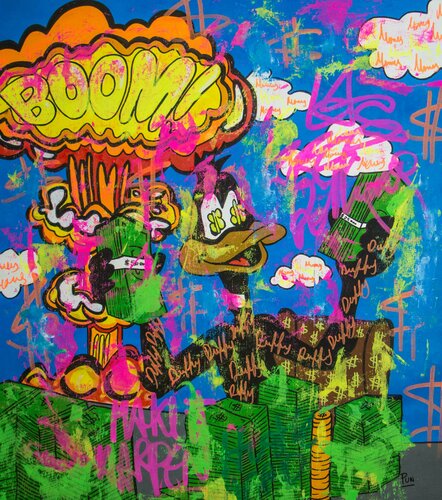 No matter what lets keep making Money ft. Duffy Duck di Carlos Pun, Pittura in vendita su Singulart